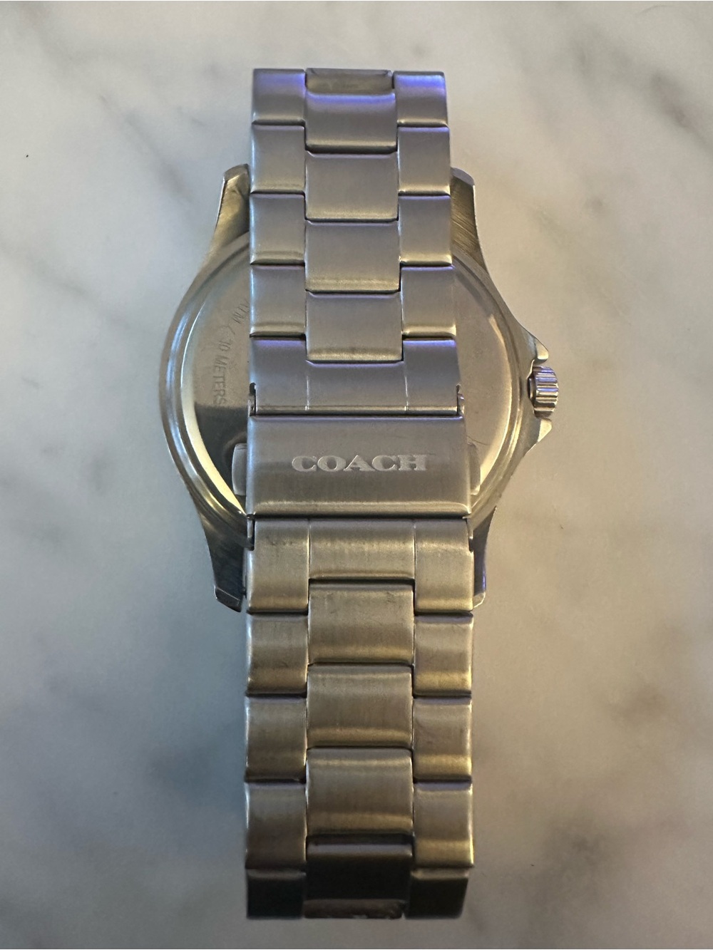 Coach Stainless Steel Watch with Dark Blue Dial and Orange Seconds Hand - Picture 2 of 2